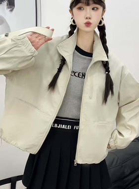 美式复古冲锋衣夹克外套女2025新款立领设计感休闲百搭开衫上衣潮