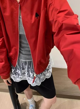 韩版短款红色棒球服外套女新款2025洋气减龄休闲小个子宽松上衣薄