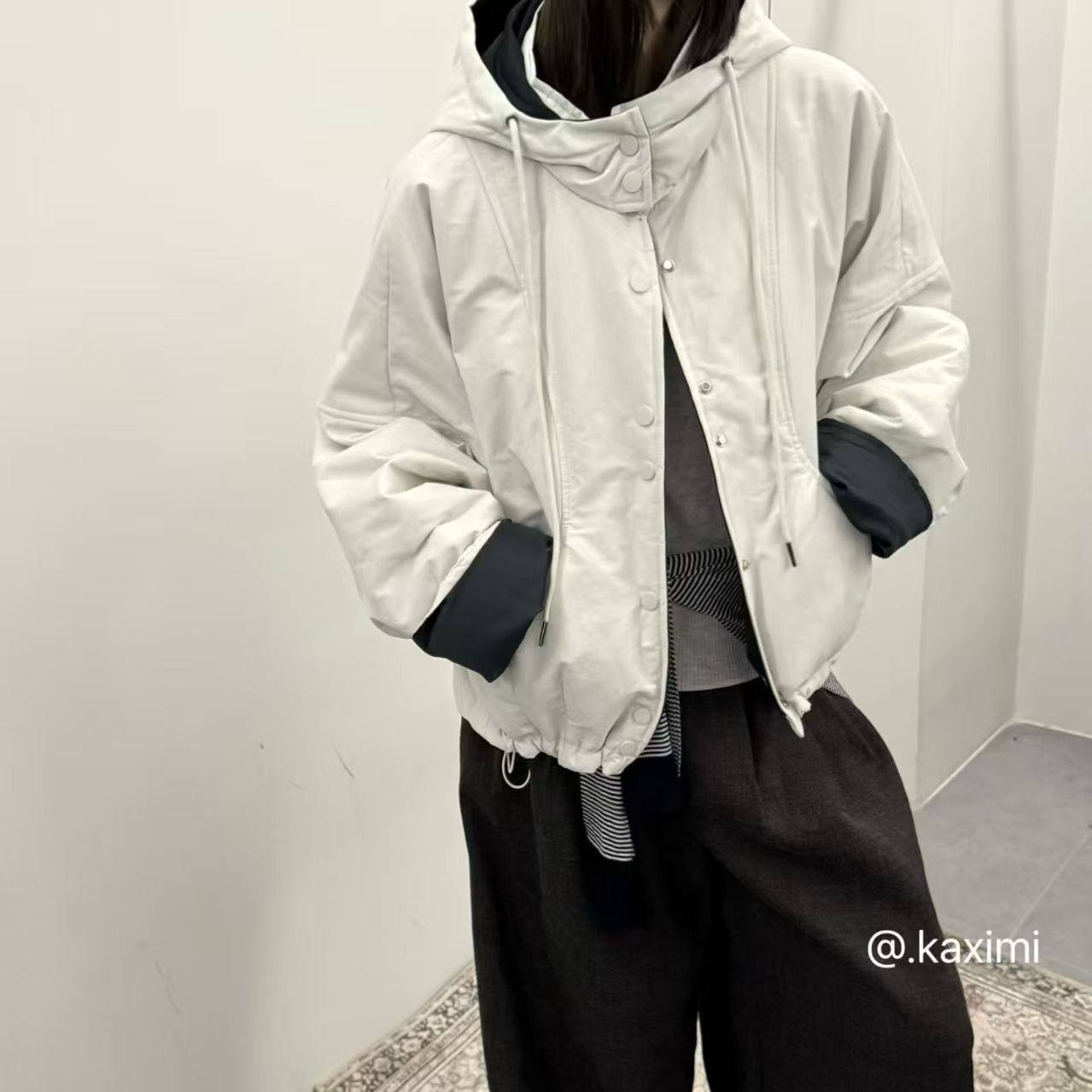 韩版撞色连帽加厚棉服外套女2026新款宽松时尚气质休闲秋冬棉衣潮