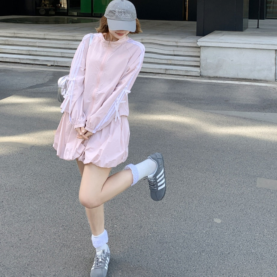 韩系立领蝴蝶结时尚防晒衣女2025新款宽松防紫外线短裤防晒服套装,女装/女士精品,短外套,淘宝优惠券,粉丝福利购,淘宝优惠卷