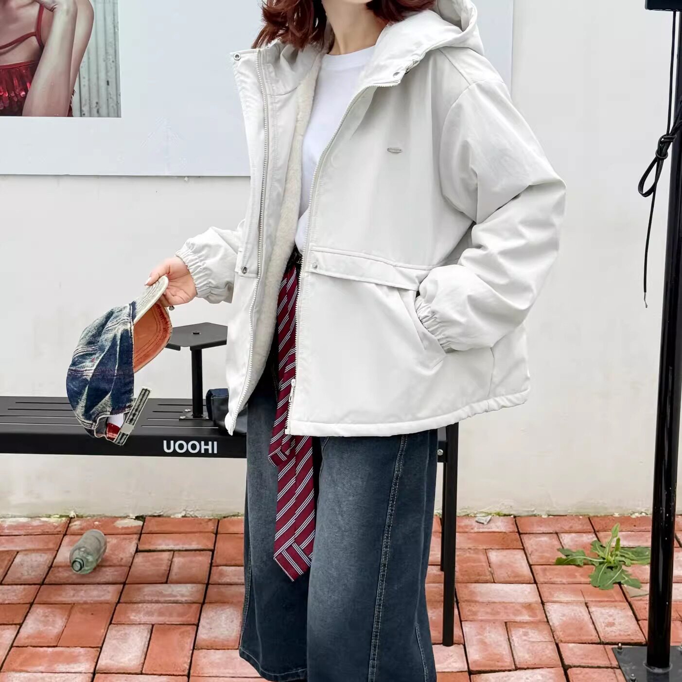 韩版连帽时尚棉服外套女2026新款宽松设计感工装休闲夹棉显瘦棉衣