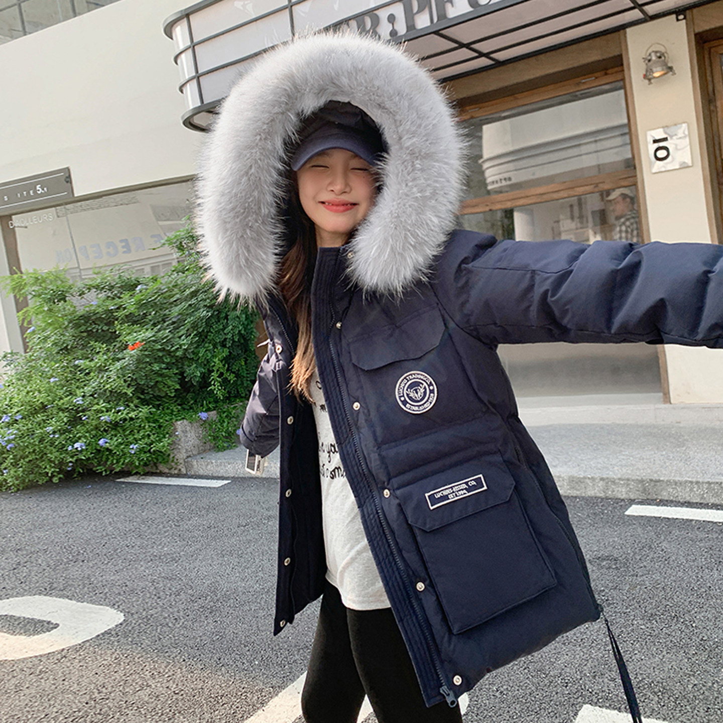 大毛领羽绒服女2026秋冬新款加厚工装派克服宽松小个子显瘦外套潮