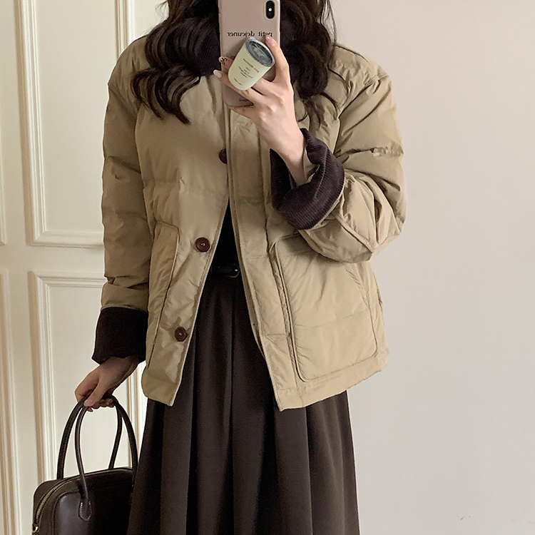 韩版撞色棉服外套女秋冬新款洋气