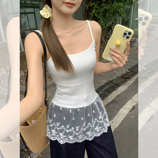 蕾丝设计感小吊带背心女白色内搭2025新款 纯欲风甜美上衣 无袖 修身