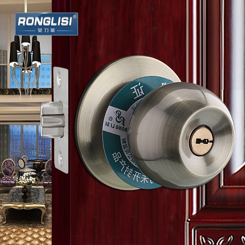 荣力斯 球形锁球形门锁室内卧室房门锁不锈钢超B级叶片锁芯587