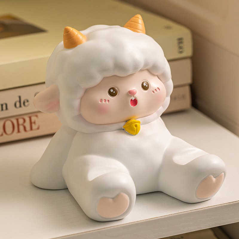 可爱小羊手机支架办公室桌面装饰摆件治愈系工位情绪稳定解压礼物