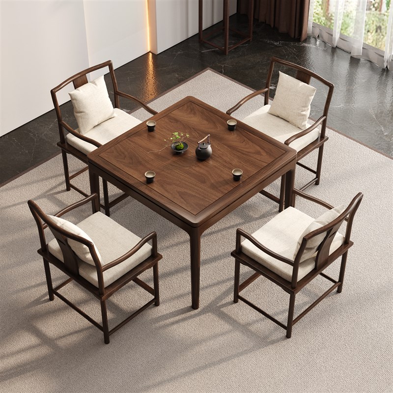 新中式八仙桌实木正方形棋牌桌椅组合四方家用掼蛋专用桌方桌餐桌