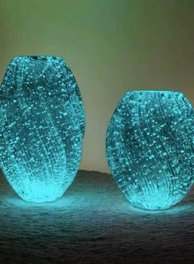 新款创意钮纹麦芽糖夜光玻璃花瓶现代客厅氛围感插花鲜花桌面花器