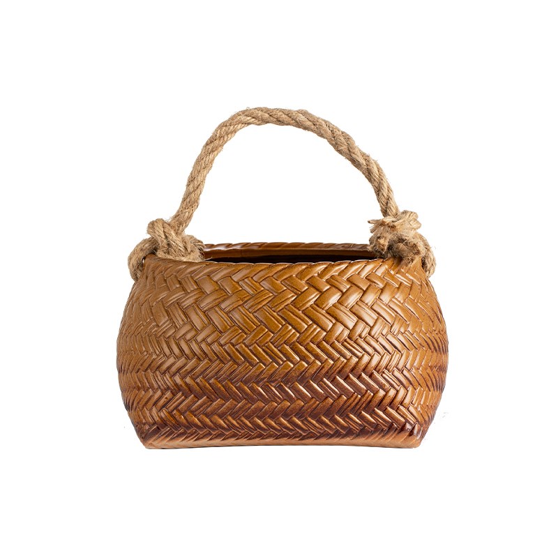 手提炭篮炭炉龙眼木炭橄榄核桃炭户外炭钵装炭盆家用茶室茶道配件