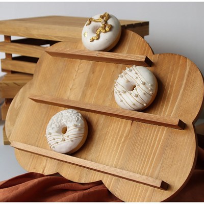 户外木质a甜甜圈展示架森系甜品台摆件婚礼摆台云朵形饼干架