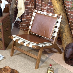 美式复古休闲椅中古风单人沙发椅设计师款高端休闲椅阳台民宿椅