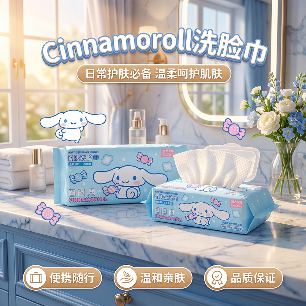 三丽鸥正版授权玉桂狗一次性洗脸巾加大加厚珍珠纹干湿两用洁面巾,居家布艺,一次性洗脸巾/压缩毛巾,淘宝优惠券,粉丝福利购,淘宝优惠卷