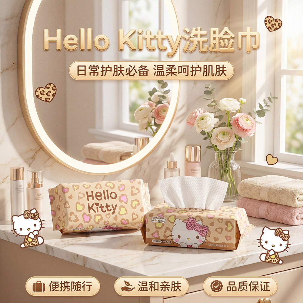 三丽鸥正版授权hellokitty一次性洗脸巾加厚珍珠纹干湿两用洁面巾,居家布艺,一次性洗脸巾/压缩毛巾,淘宝优惠券,粉丝福利购,淘宝优惠卷
