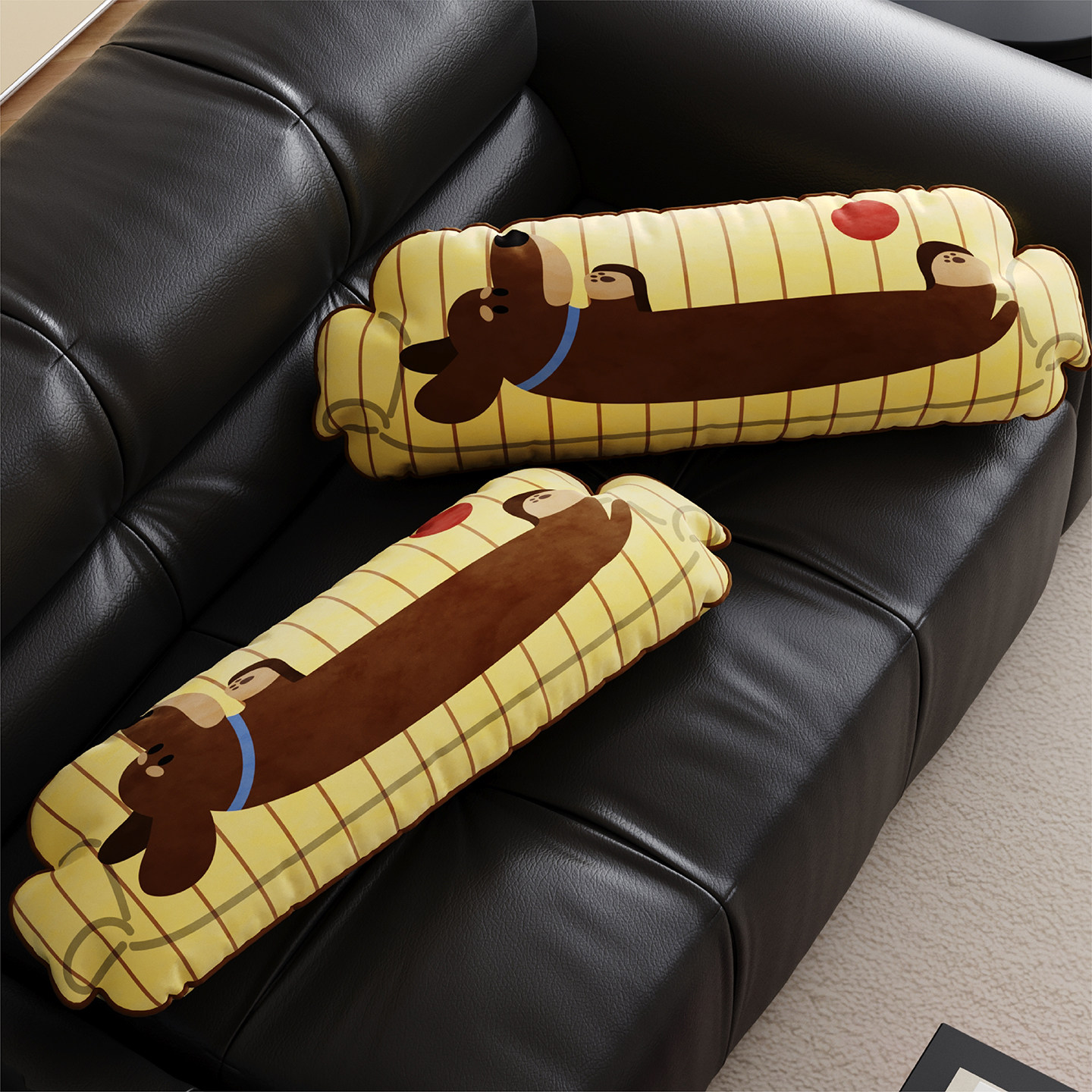 中古风腊肠犬异形玩偶沙发靠背垫