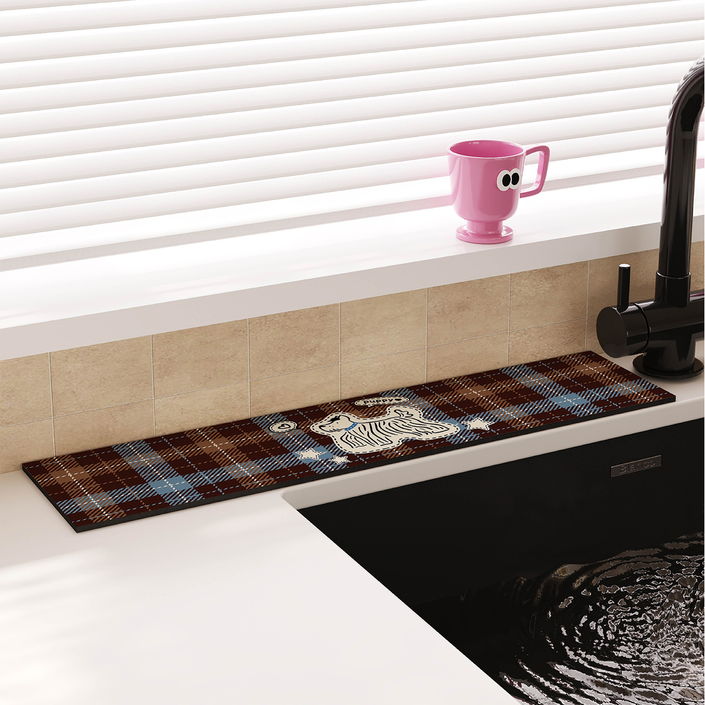 卡通复古小狗水龙头厨房吸水垫子