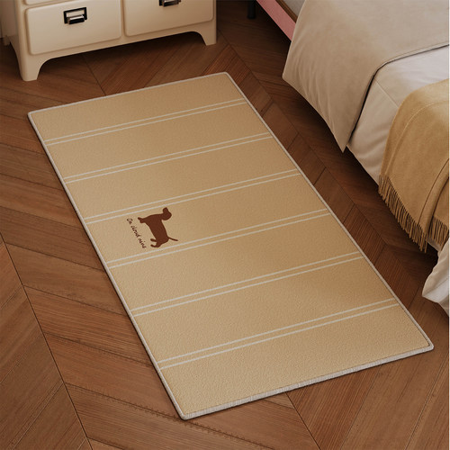 简约条纹腊肠狗卧室床边地毯防滑