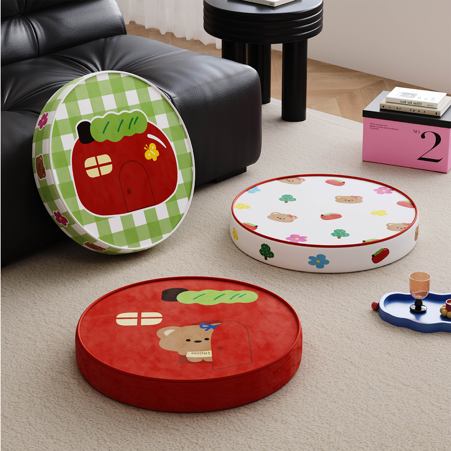 多巴胺苹果小熊蒲团懒人飘窗坐垫