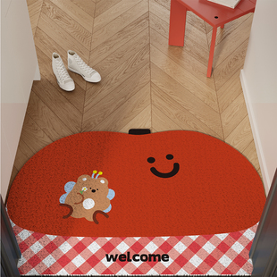 新年圣诞风苹果入户地垫丝圈防滑耐脏脚垫进门玄关门口地毯可裁剪