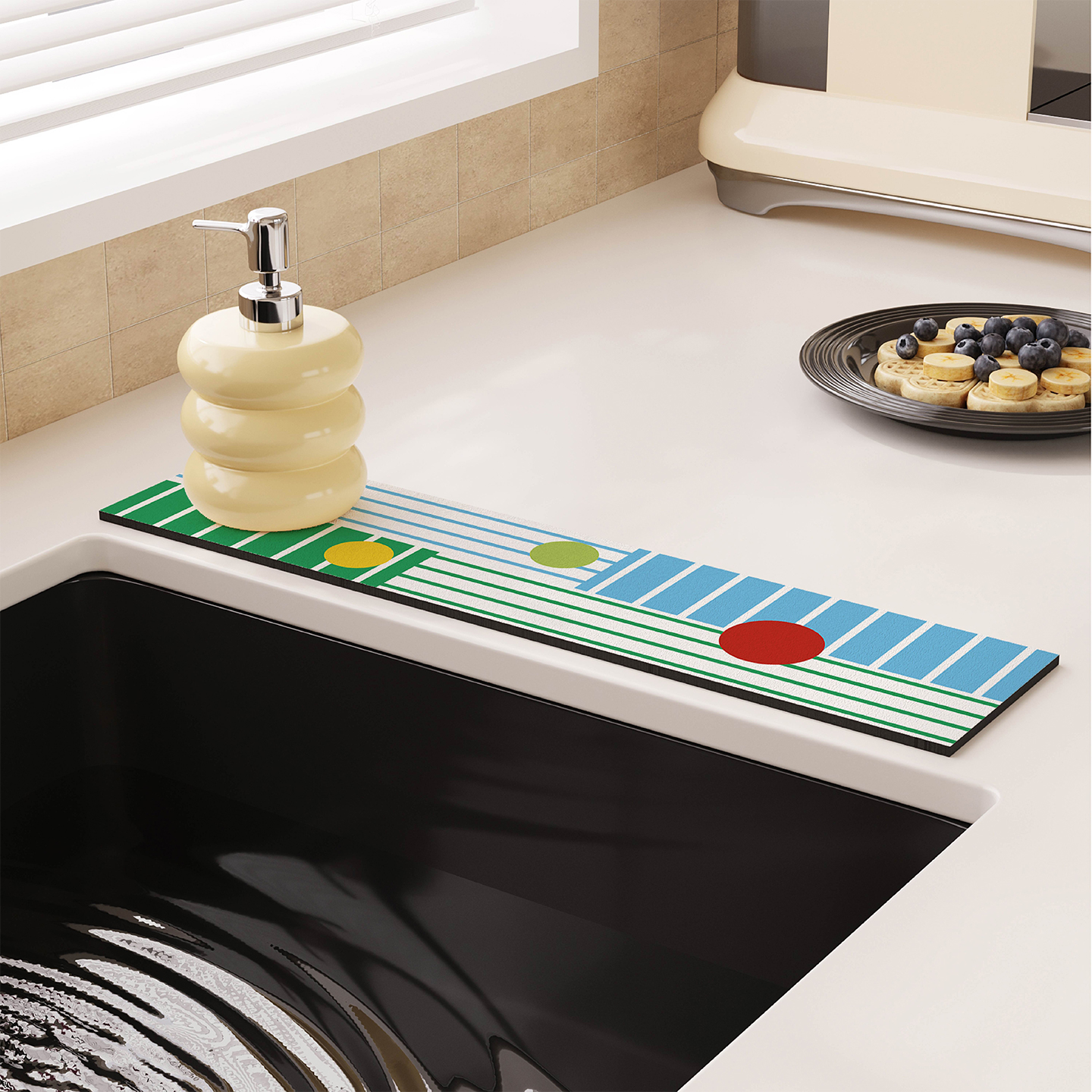 孟菲斯厨房台面水槽水龙头沥水垫