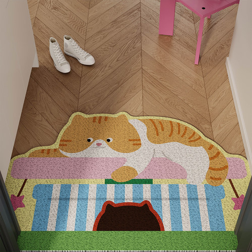 韩式可爱小猫入户门地垫丝圈防滑