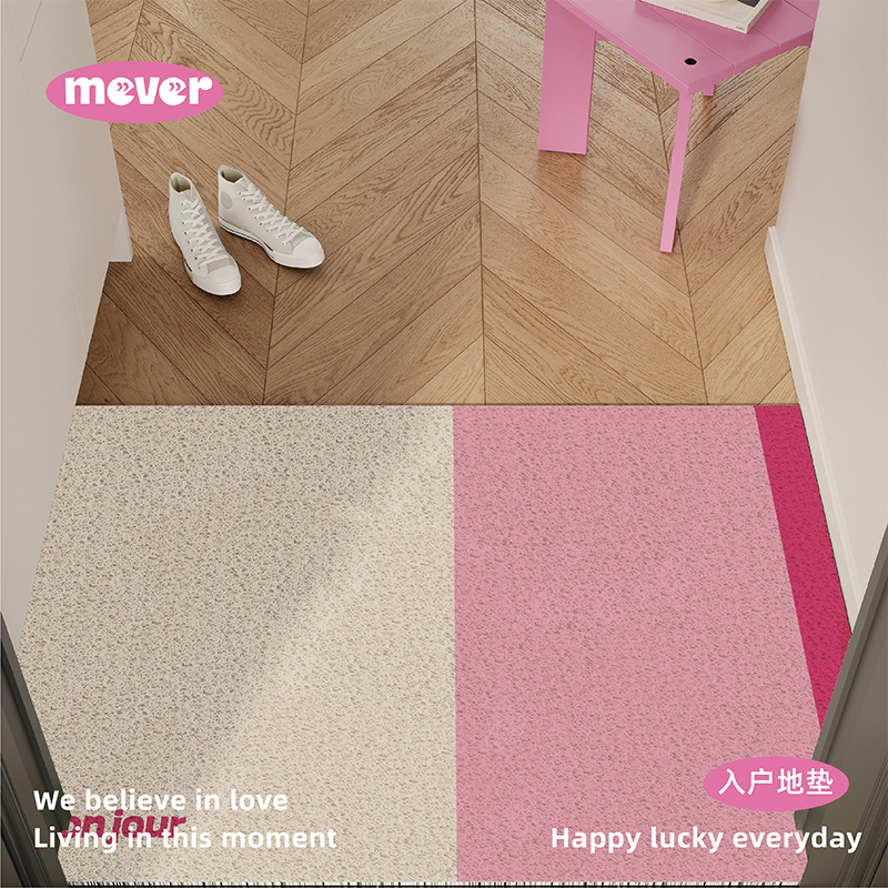 慕斯蛋糕撞色入户地垫丝圈防滑耐脏脚垫进门玄关大门口地毯可裁剪