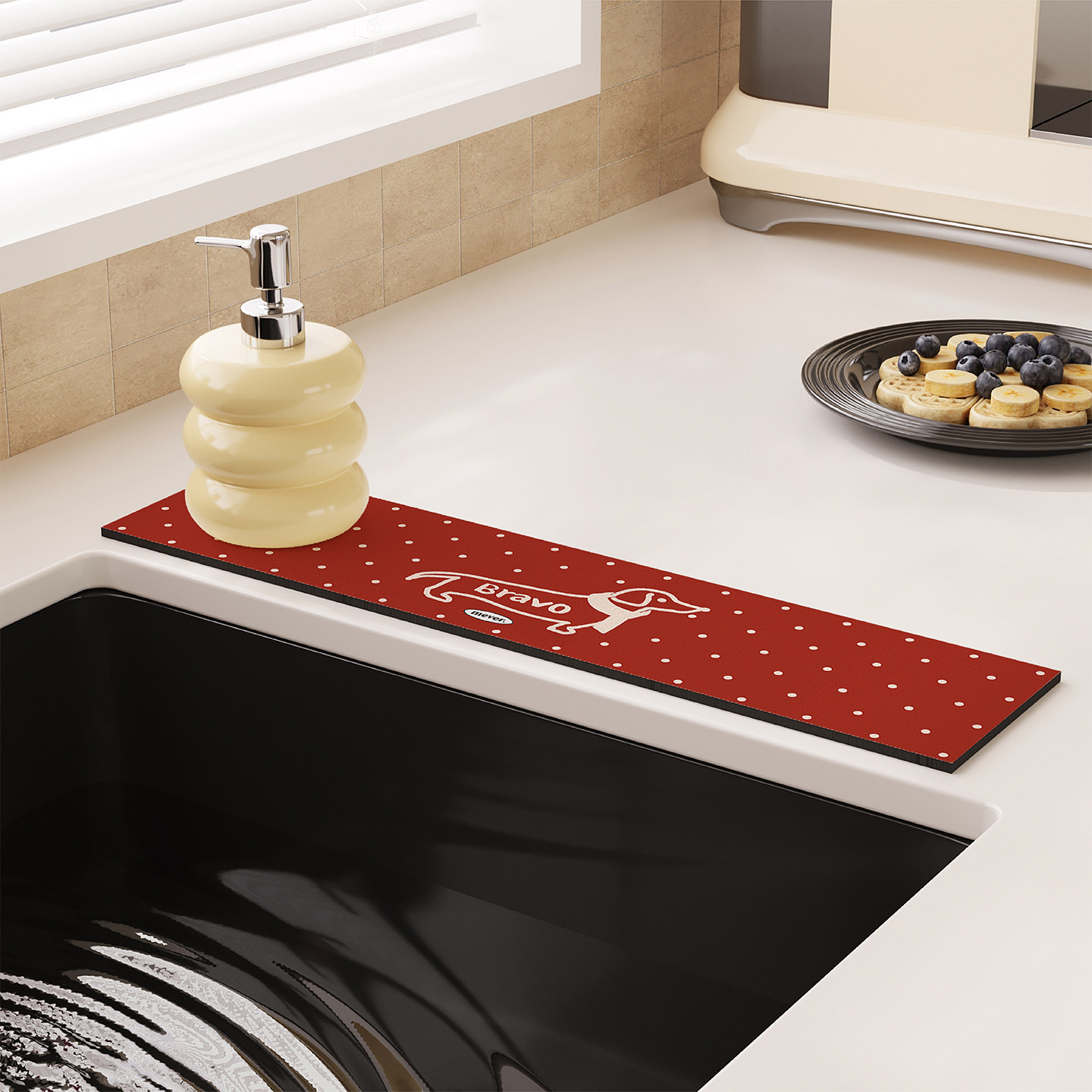 腊肠狗新年复古红色水龙头吸水垫厨房台面卫生间洗手台窄边沥水垫,居家布艺,厨房地垫,淘宝优惠券,粉丝福利购,淘宝优惠卷