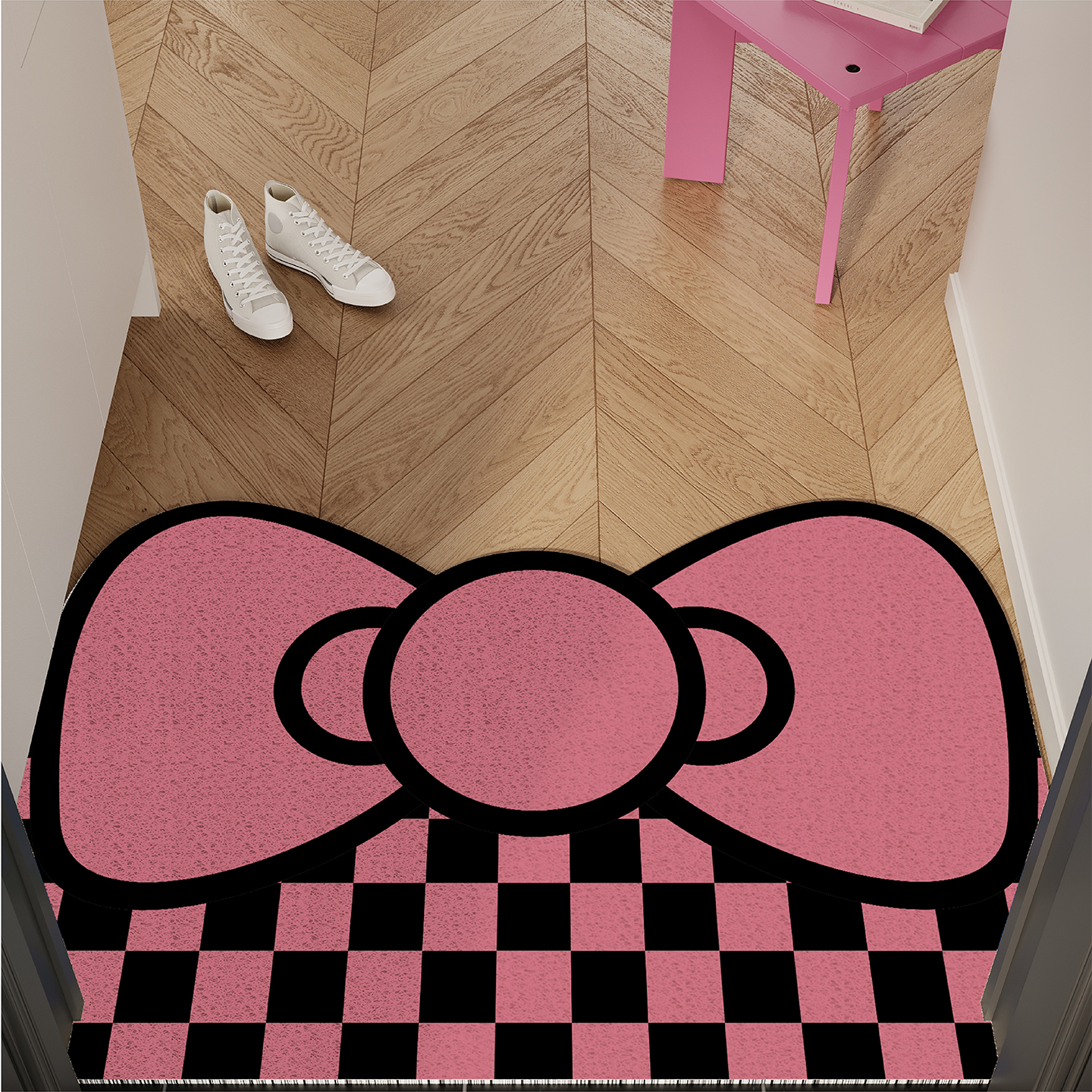 ins少女风蝴蝶结入户门丝圈地垫