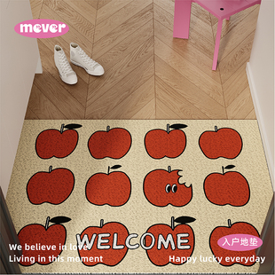 圣诞新年红色苹果入户地垫丝圈防滑脚垫进门玄关大门口门外可裁剪
