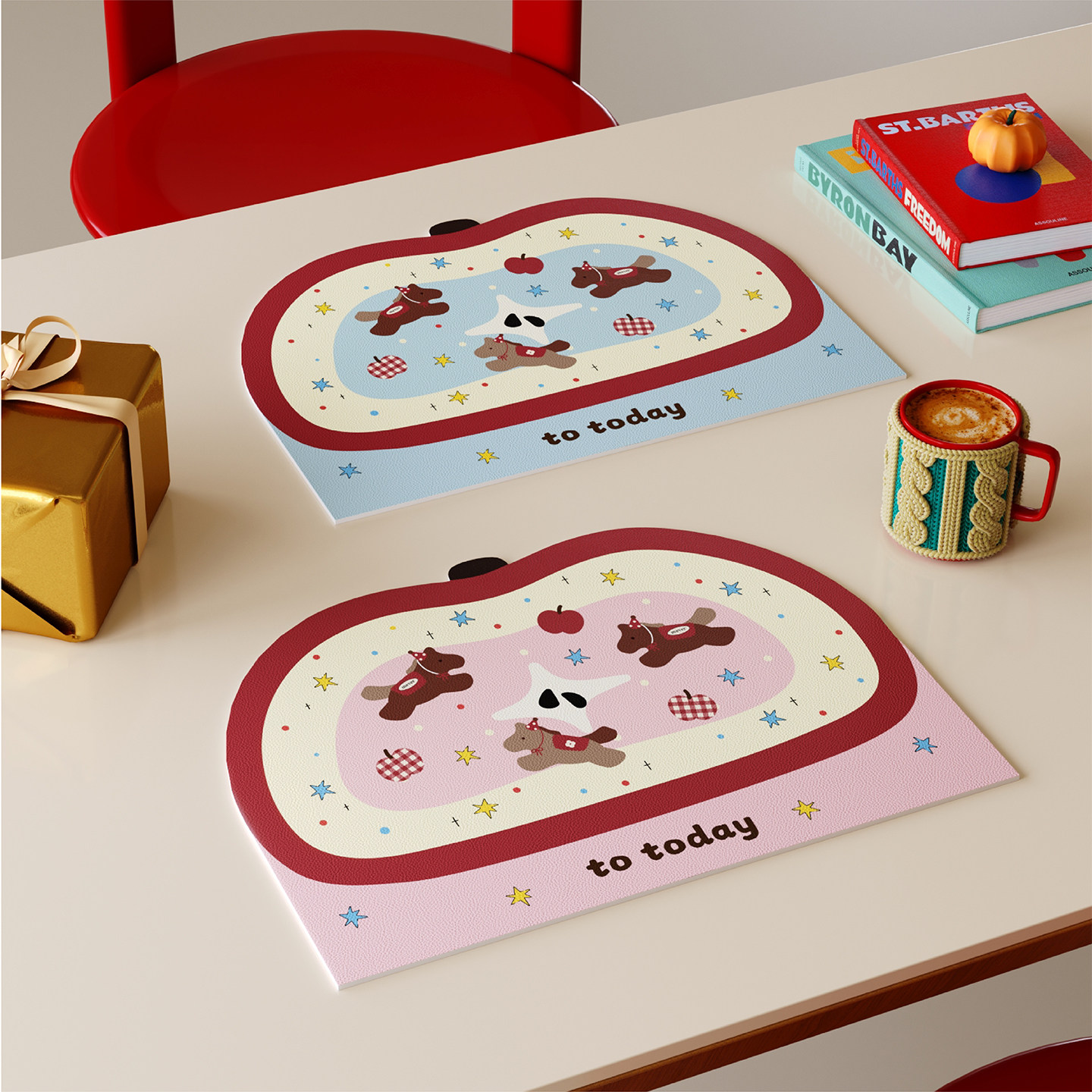 卡通多巴胺马年西餐垫皮革防水防油防烫免洗高级感隔热垫小块杯垫,居家布艺,餐垫,淘宝优惠券,粉丝福利购,淘宝优惠卷