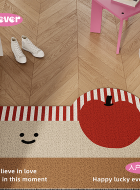 新年格子熊丝圈地垫入户门垫防滑脚垫毯进门垫玄关门口门外可裁剪