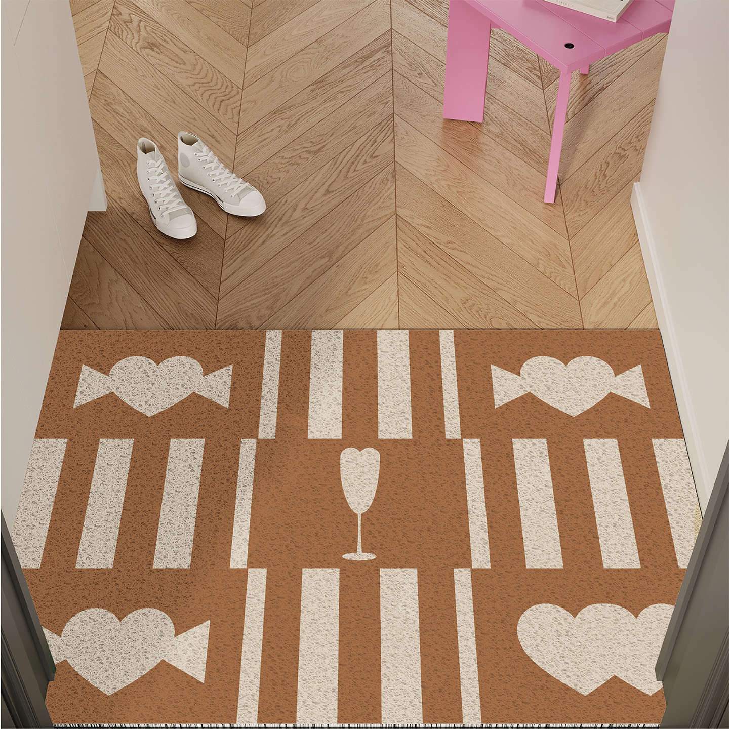 简约几何条纹入户门地垫丝圈防滑