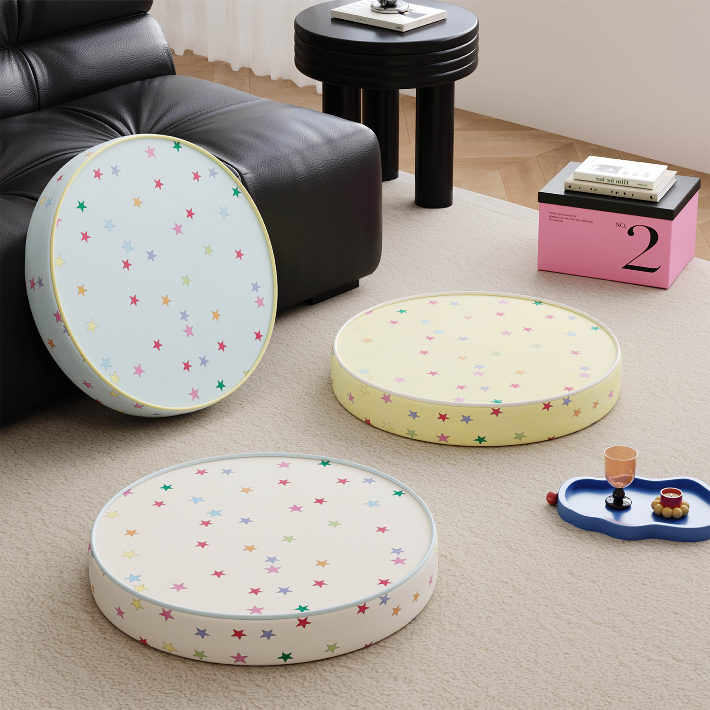 奶油ins风星星蒲团懒人飘窗坐垫