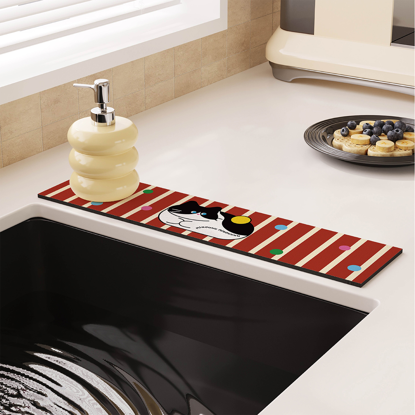 美式复古卡通水龙头硅藻泥吸水垫