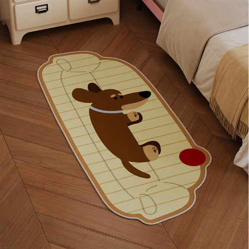 中古风沙发腊肠狗主卧室床边地毯