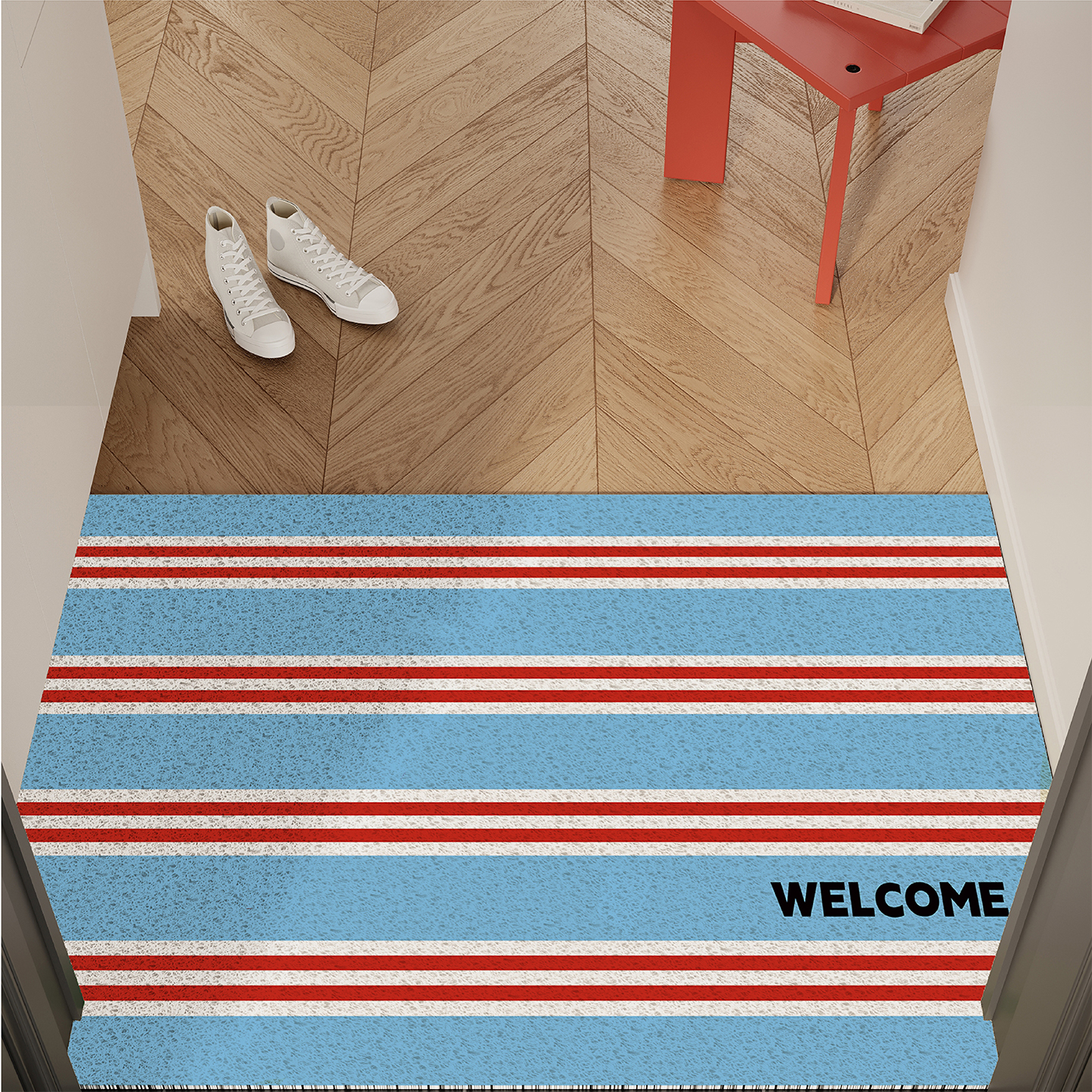 北欧简约条纹入户门地垫丝圈防滑