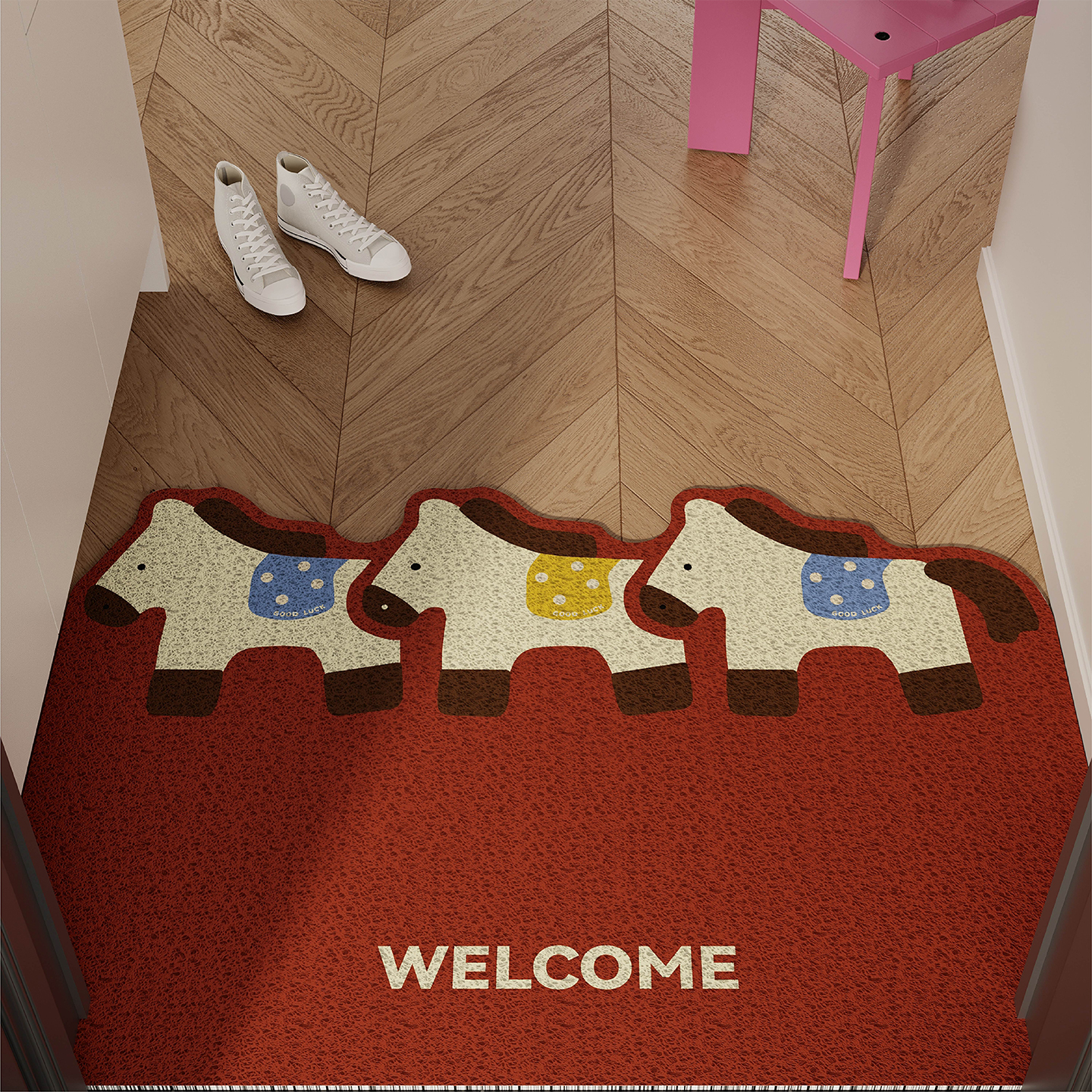 韩式喜庆圣诞新年入户门丝圈地垫