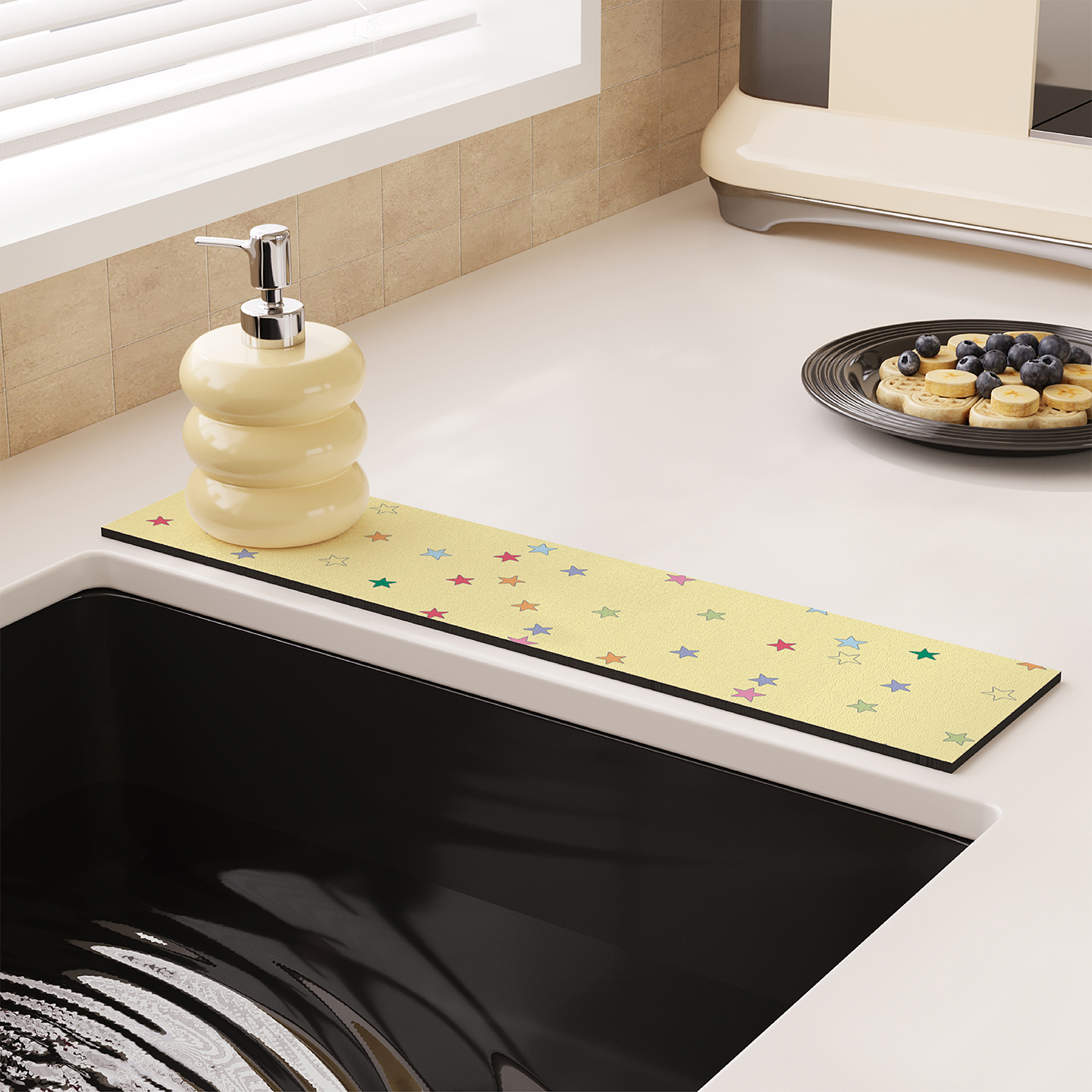 韩系ins风彩星水龙头窄边沥水垫