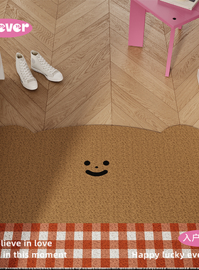 韩式格子熊入户地垫丝圈防滑脚垫地毯进门垫玄关大门口门外可裁剪