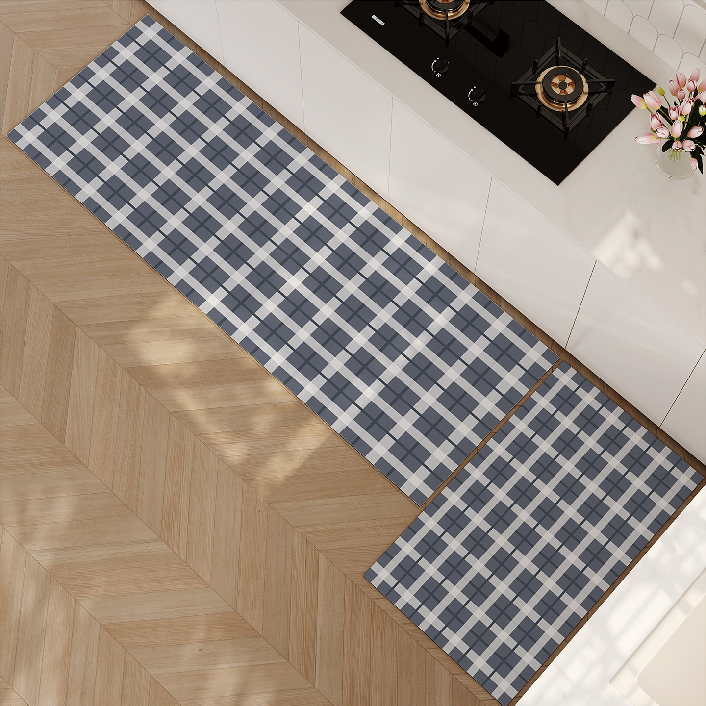 简约复古风厨房专用地垫免洗耐脏