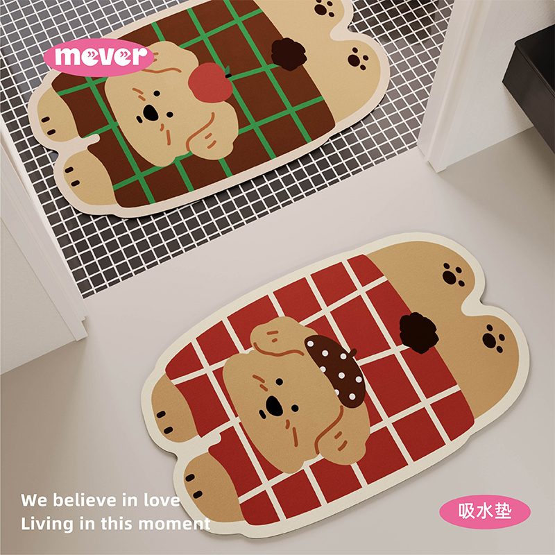 韩式小狗可爱浴室地垫硅藻泥吸水速干厕所卫生间门口防摔防滑脚垫