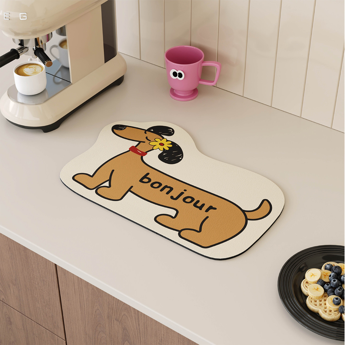 韩式卡通小狗沥水垫厨房台面洗手台吸水垫咖啡机茶几吧台隔热桌垫,居家布艺,餐垫,淘宝优惠券,粉丝福利购,淘宝优惠卷