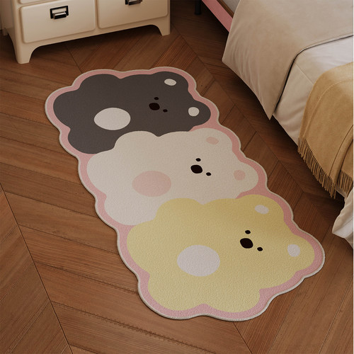 韩式卡通软糖熊主卧室床边毯地毯
