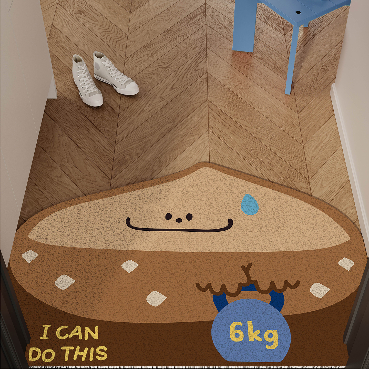 美拉德风卡通入户门地垫丝圈防滑