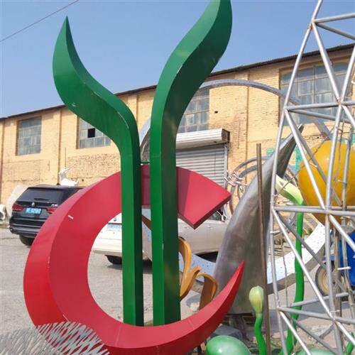公园不锈钢凤凰绿植几何抽象广场公园金属景观雕塑装饰摆件