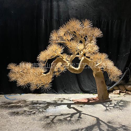 复古仿真花树松树摆件定制新中式松树枯木盆景景观绿植实木假树