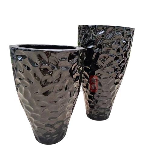 白色大树脂简约现代组合田园椭圆花盆户外轻奢玻璃钢花钵摆件花钵