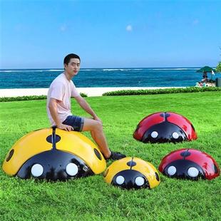 户外卡通甲虫玻璃钢七星瓢虫雕塑花园摆件游乐场草坪园林井盖装饰