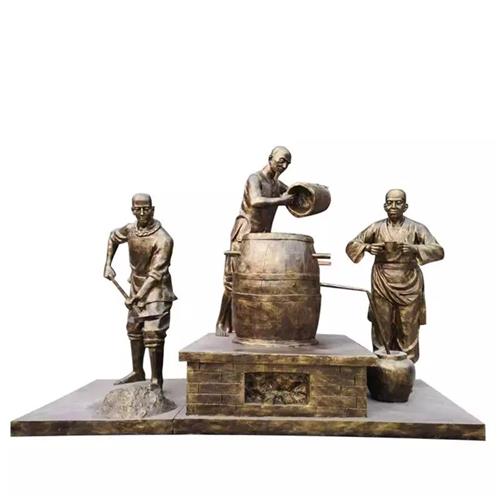 玻璃钢酒文化雕塑酿酒工艺流程沙盘微缩场景人物模型铸铜雕像酒馆