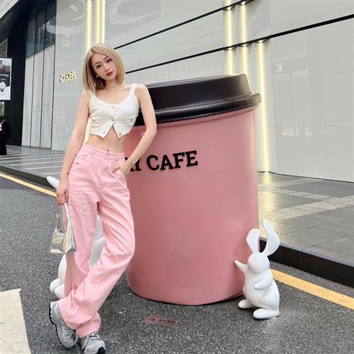 网红咖啡杯玻璃钢雕塑咖啡店门口商场打卡氛围感落地装饰大型摆件