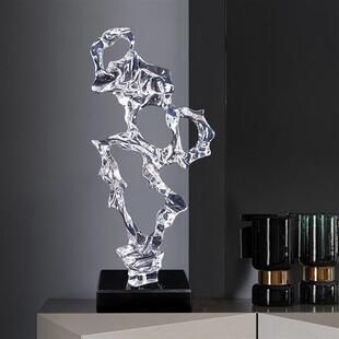 新中式玄关摆件太湖石透明树脂雕塑样板房别墅酒店软装艺术装饰品